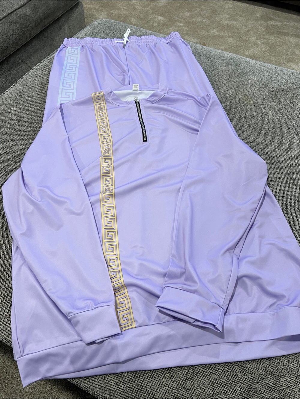 ON SALE!! Lilac Track Set with Gold and Light Blue Greek Key Trim